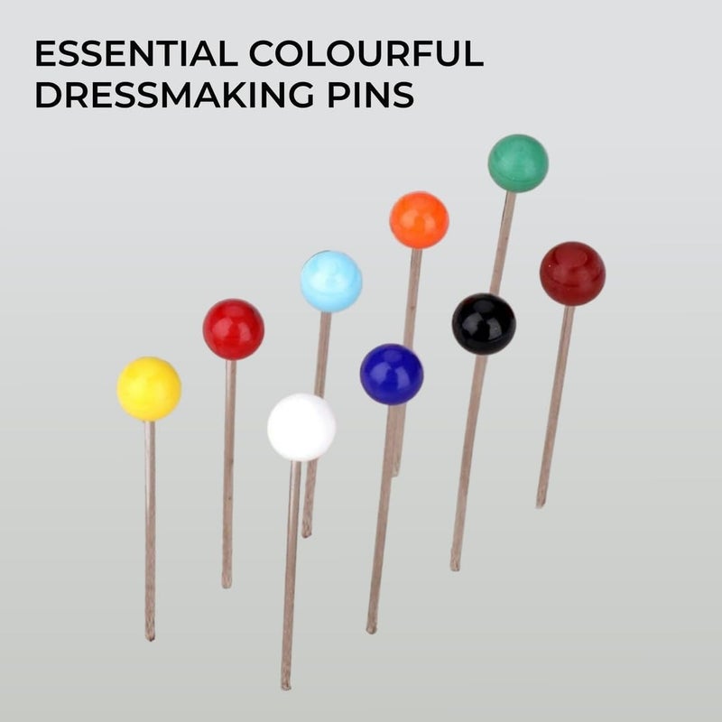 H&S Glass Head Sewing Pins for Dressmaking & Fabric Projects - 500Pcs Long Dress Pins for Crafts and Sewing Accessories - Straight Pins with Colored Heads for Decoration - Dressmaking Pins for Fabric - Image 5